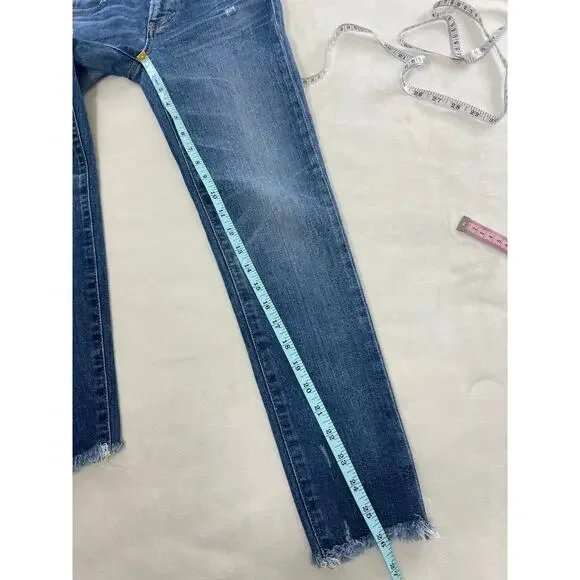 Moussy Vintage Saab Japan Raw Hem Mid Rise Skinny Medium Wash Jeans